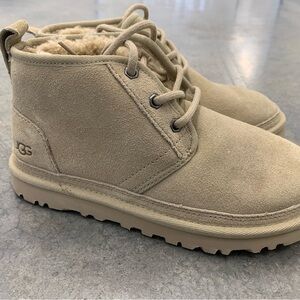 UGG Sand Suede Lace-Up Shearling Boots